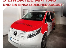 Einsatzzusammenfassung August 2025 Auf dem Bild ist das First Responder Einsatzfahrzeug in der Fahrzeughalle zu sehen
